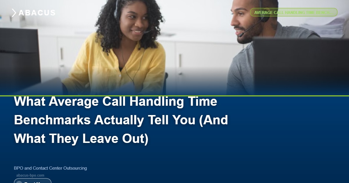 Contact center agent reviewing average call handling time benchmark report on screen