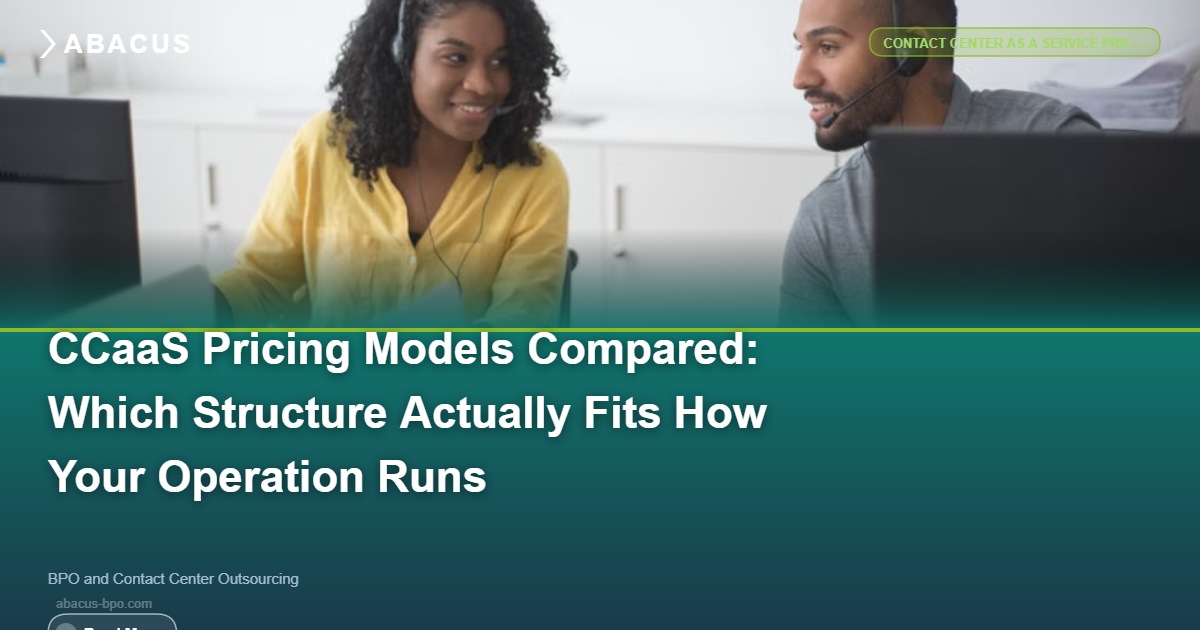 Contact center as a service pricing model comparison chart for B2B operations