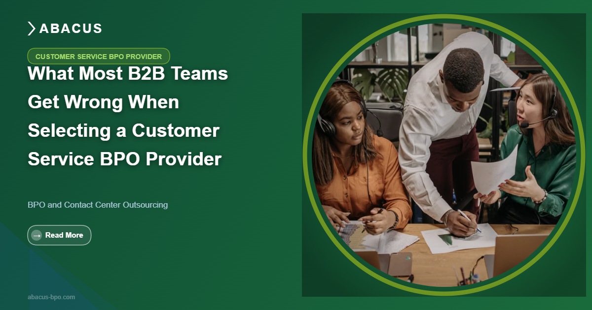 B2B operations team evaluating a customer service BPO provider using operational performance criteria