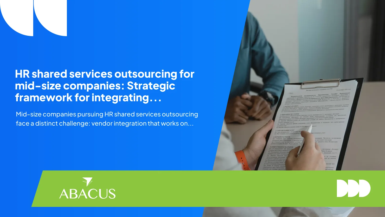 HR shared services outsourcing for mid-size companies governance and integration overview