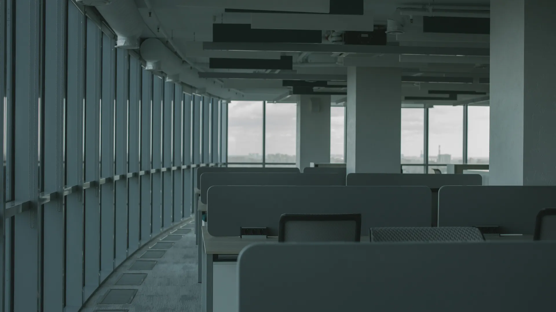 Empty office interior with modern design and large windows. Ideal for business concepts