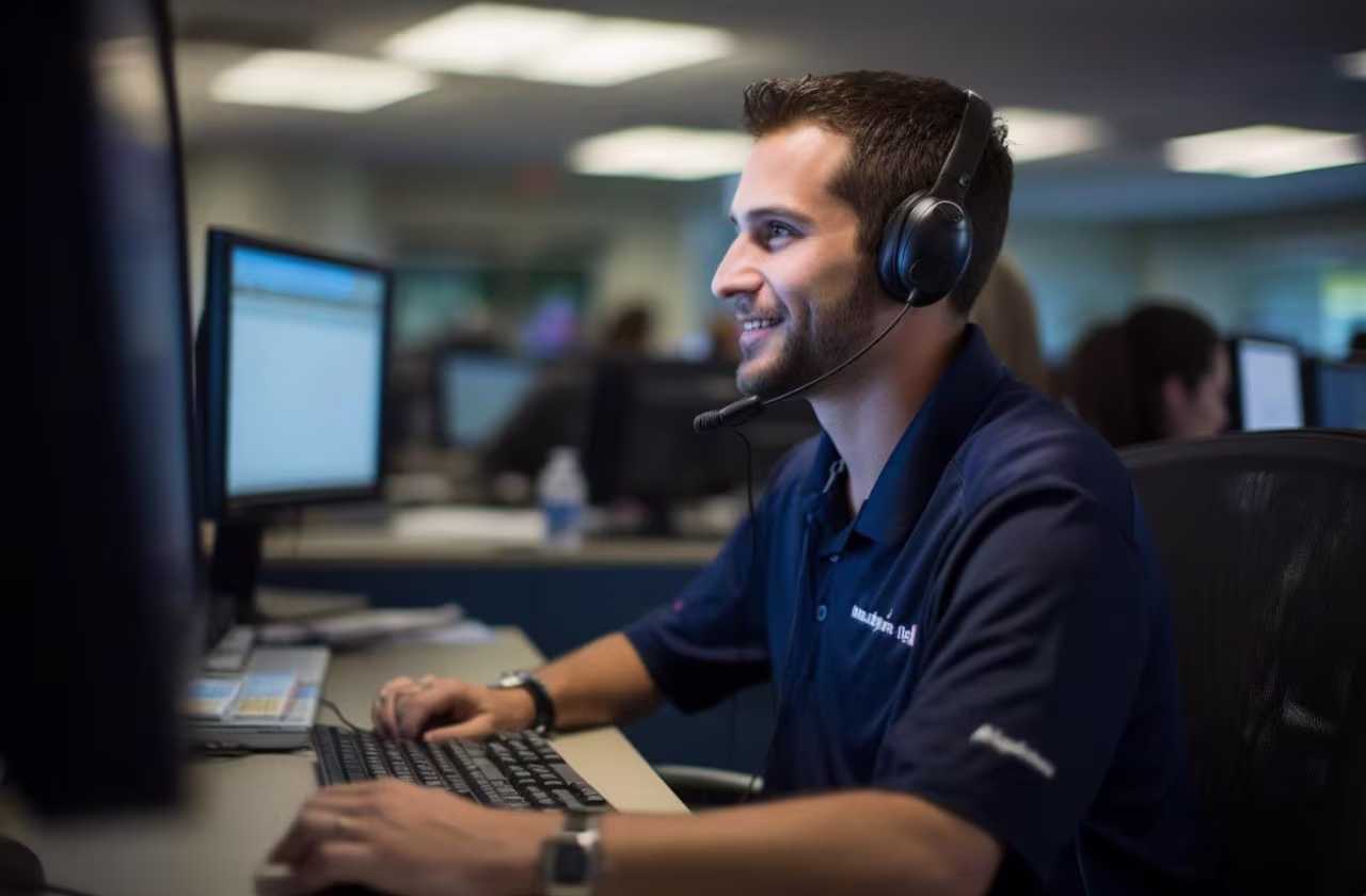 Technical support specialist resolving a customer issue