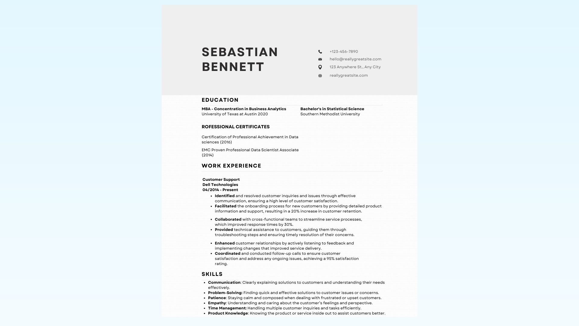 Customer Service Resume