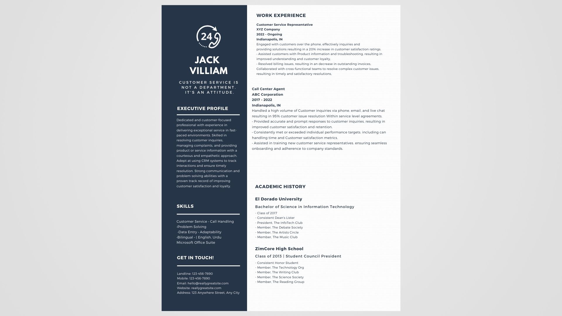 Customer Service Resume